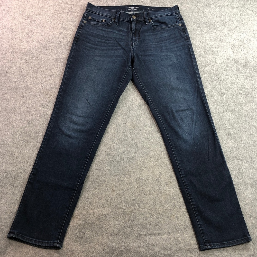 Banana Republic Mens Travel Jean 33x34 (33x32) Dark Wash Athletic Fit Stretch